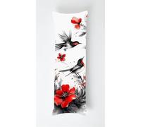 Tainrun Body Pillow Cover, Ink Birds Long Pillow Case with Zipper, Decorations Double Sided Print Bolster Pillow Cases for Sofa Living Room Home Decor 24x71 inch Flowers
