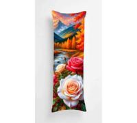 Tainrun Body Pillow Cover, Landscape Roses Long Pillow Case with Zipper, Decorations Double Sided Print Bolster Pillow Cases for Sofa Living Room Home Decor 16x47 inch Mountains