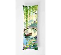 Tainrun Body Pillow Cover, Lotus Pond Long Pillow Case with Zipper, Decorations Double Sided Print Bolster Pillow Cases for Sofa Living Room Home Decor 20x60 inch Landscape