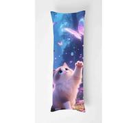 Tainrun Body Pillow Cover, Purple Butterfly Long Pillow Case with Zipper, Decorations Double Sided Print Bolster Pillow Cases for Sofa Living Room Home Decor 20x60 inch Cat