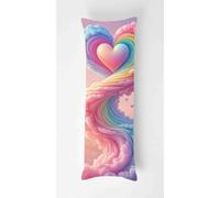 Tainrun Body Pillow Cover, Rainbow Hearts Long Pillow Case with Zipper, Decorations Double Sided Print Bolster Pillow Cases for Sofa Living Room Home Decor 16x57 inch Clouds