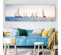 Tainrun Peinture Diamant Adulte Voilier Eau Mer DIY 5D Diamond Painting Complet Cristal Strass Diamant Point de Croix Broderie Painting pour Enfants Débutant Décoration Intérieur 50x150cm