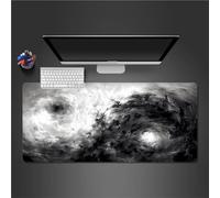 Tainrun Tapis de Souris Gaming XXL 1000x500x2mm, Tapis de Souris à Bords Cousus Grand,Base en Caoutchouc Antidérapante pour Joueur/Bureau/Bureau/Maison(Nuages Blancs Noirs)