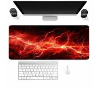 Tainrun Tapis de Souris XXL Feu Rouge, 700x400x2mm Tapis de Souris Gaming | Base en Caoutchouc Antidérapant, Durable Mouse Pad avec Bords Cousus, Tonnerre Tapis de Bureau pour Gamer, PC Ordinateur