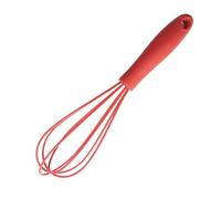 Tainrunse Fouet à poignée antidérapante, ustensile en Silicone, Batteur à œufs Manuel avec Fouet à Ballon en Fil portatif pour mélanger la Cuisson Rouge
