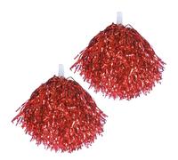Tainrunse Lot de 2 pompons de danse légers avec poignée antidérapante et pompons métalliques pour pom-pom girl Rouge