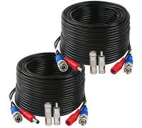Tainston Lot de 2 câbles d'alimentation vidéo BNC pré-fabriqués avec connecteurs pour caméra de vidéosurveillance DVR Noir, Noir, 200FT