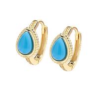 TAIOYHD Boucles d'oreilles en Argent Sterling Goutte d'eau Turquoise et Pierre de Lune Boucles d'oreilles Minimalistes à la Mode for Dames Anti-Oxydation Plaqué Argent(White (Turquoise))