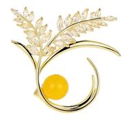 TAIOYHD Broche en perles d'oreille de blé doré - Micro pavé de zircone cubique plaqué or 18 carats for femme(Freshwater pearl)