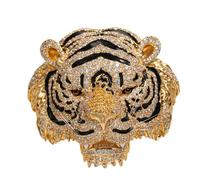 TAIOYHD Broche/pendentif tête de tigre incrusté de diamants, bijoux de déclaration d'animal plaqué or for hommes/femmes