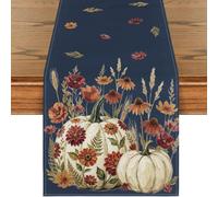 TAIOYHD Chemin de Table Citrouille Automne 183 × 33 cm | Récolte Automne Aquarelle Floral Lin Table Décor Thanksgiving Halloween Salle à manger(N)