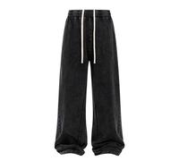TAIOYHD Pantalon de Sport décontracté en Coton for Homme, Coupe Ample, Taille Haute, Ourlet usé et Patchwork, for Le Jogging, Style Streetwear, for Jeunes Hommes de 18 à 25 Ans.(Noir,M)
