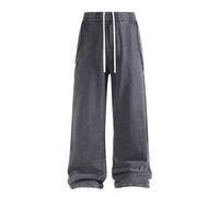 TAIOYHD Pantalon de Sport décontracté for Homme, Jogging Ample en Coton à Jambe Droite, Style Vintage délavé, for la Course et Le Sport, Pantalon Streetwear for Hommes du 18 au 25(Gris,L)