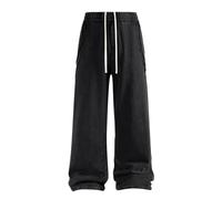 TAIOYHD Pantalon de Sport décontracté for Homme, Jogging Ample en Coton à Jambe Droite, Style Vintage délavé, for la Course et Le Sport, Pantalon Streetwear for Hommes du 18 au 25(Noir,XXL)
