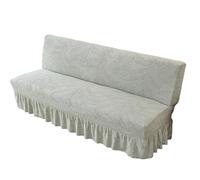 TAIOYHD Stretch Sofa Bed Cover with Ruffled Skirt, Polyester Jacquard Slipcover for Armless Folding Sofa, Universal Fitted Furniture Protector (Grey Paisley, Standard)(Silver Gray.,195-210cm)