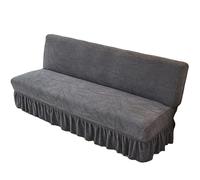 TAIOYHD Stretch Sofa Bed Cover with Ruffled Skirt, Polyester Jacquard Slipcover for Armless Folding Sofa, Universal Fitted Furniture Protector (Grey Paisley, Standard)(Graphite Gray,195-210cm)