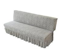 TAIOYHD Stretch Sofa Bed Cover with Ruffled Skirt, Polyester Jacquard Slipcover for Armless Folding Sofa, Universal Fitted Furniture Protector (Grey Paisley, Standard)(Smoky Gray,195-210cm)