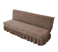 TAIOYHD Stretch Sofa Bed Cover with Ruffled Skirt, Polyester Jacquard Slipcover for Armless Folding Sofa, Universal Fitted Furniture Protector (Grey Paisley, Standard)(Coffee Brown,160-190cm)