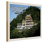 Taipei Taiwan | Plaque en bois | Temple Zhina | Décoration | 40 cm x 30 cm