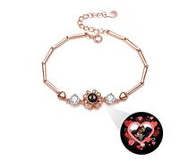 TAISGONGBY Bracelet de projection photo personnalisé - Gravé avec des centaines de langues « Je t'aime » Souvenir unique parfait pour les anniversaires, les anniversaires et la Saint-Valentin