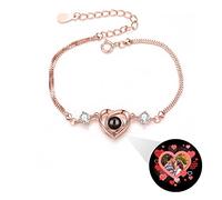 TAISGONGBY Bracelet de projection photo personnalisé - Gravé avec des centaines de langues « Je t'aime » Souvenir unique parfait pour les anniversaires, les anniversaires et la Saint-Valentin