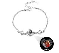 TAISGONGBY Bracelet de projection photo personnalisé - Gravé avec des centaines de langues « Je t'aime » Souvenir unique parfait pour les anniversaires, les anniversaires et la Saint-Valentin