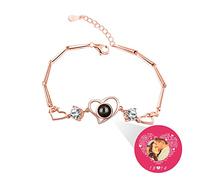 TAISGONGBY Bracelet de projection photo personnalisé - Gravé avec des centaines de langues « Je t'aime » Souvenir unique parfait pour les anniversaires, les anniversaires et la Saint-Valentin