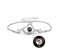 TAISGONGBY Bracelet de projection photo personnalisé - Gravé avec des centaines de langues « Je t'aime » Souvenir unique parfait pour les anniversaires, les anniversaires et la Saint-Valentin