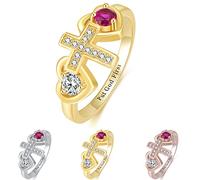 TAISGONGBY Cadeaux pour maman de la part de sa fille Bague de promesse personnalisée pour ses 2 grandes pierres de naissance Bague de nom de mère pour couples Bague de nom pour nouvelle maman