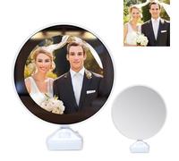 TAISGONGBY Cadre Photo personnalisé Miroir Magique Cartoon, Cadre Miroir de courtoisie personnalisé avec éclairage, Cadeau adapté à la Petite Amie, Anniversaire de Noël, Saint-Valentin