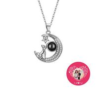 TAISGONGBY Collier Photo Projection Personnalisé - 100 Langues Je t'aime collier photo personnalisé- Cadeau Unique pour Amie, Meilleure Amie, Épouse ou Mère