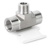 TAISHER 1 pièce forgée en acier inoxydable 304 Raccords de tuyauterie en té, raccords de tuyauterie 3/8"BSP femelle x mâle x femelle, Té de branchement mâle, pour gaz de pétrole liquéfié