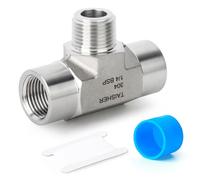 TAISHER 1 pièces Forge en acier inoxydable 304 Raccords de tuyauterie en té, 1/4"BSP FBSP x MBSP x FBSP, Té de branchement mâle, pour l'eau, l'air et le gaz.