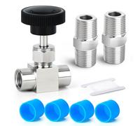 TAISHER 1PCS 304 Robinet à pointeau droit en acier inoxydable 1/4" femelle BSP pour le contrôle du débit d'eau, de gaz et d'huile avec embout