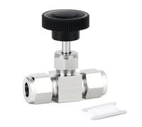 TAISHER 1PCS 304 Vanne à aiguille droite carrée en acier inoxydable à compression de tube 12MM OD x 12MM OD pour le contrôle du débit d'eau, de gaz et de pétrole