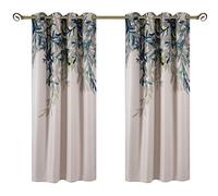 Taisier Home Lot de 2 Rideaux occultants à œillets avec Motif Feuilles de Saule - Impression numérique - Isolation Thermique - pour Salon, Chambre à Coucher - 160 cm