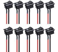 Taiss/10 pièces Interrupteur à Bascule ON/OFF SPST 2 broches 2 positions Commutateur à bascule 6A 250V AC pour Voiture Camion Bateau électroménagers,avec souder lignes KCD1-X-F