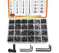 Taiss 1084 pièces M2 M3 M4 M5 Vis et écrous,12,9 acier au carbone Hexagone boulons métriques et trousseaux kit,Boulons et Écrous Ensemble Outils Assortiment Kit F-083