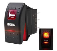 Taiss 12V 20A 24V 10A interrupteur à bascule à bouton de klaxon lumière LED rouge interrupteur de haut-parleurs momentanés à 5 broches pour train de camion de barre de voiture A11625B-R
