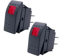 Taiss 2 pièces bateau Marine interrupteur à bascule éclairé 12V 20A 4 broches marche/arrêt avec rouge LED voiture tout-terrain bouton poussoir interrupteur RK1-06N-R