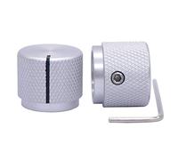 Taiss 2 pièces Bouton de guitare en aluminium blanc, pour arbre de 6 mm de diamètre, bouton de volume, bouton audio, bouton de commutation, diamètre 20 mm x hauteur 17 mm Knob-21x17-W