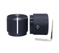 Taiss 2 pièces Bouton de guitare en aluminium noir, pour arbre de 6 mm de diamètre, bouton de volume, bouton audio, bouton de commutation, diamètre 20 mm x hauteur 17 mm Knob-21x17-BK