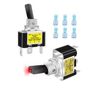 Taiss 2 pièces Interrupteur à Bascule avec LED Rouge ON OFF interrupteur 12v 30a 3 bornes Interrupteur à Levier 2 position SPST pour voiture, camion, bateau ASW-07D-2-R-DZ