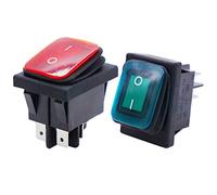 Taiss/2 pièces Interrupteur à Bascule Étanche ON/OFF DPST 4 broches 2 positions Commutateur à bascule avec rouge + vert Indicateur LED 16A 250V AC pour Voiture Camion Moto Bateau KCD2-201N-2-W-RG