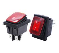 Taiss/2 pièces Interrupteur à Bascule Étanche ON/OFF DPST 4 broches 2 positions Commutateur à bascule avec rouge Indicateur LED 16A 250V AC pour Voiture Camion Moto Bateau KCD2-201N-2-W-R