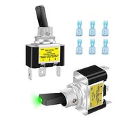 Taiss 2 pièces LED vert interrupteur à bascule 12V 30A SPST ON/OFF 3 bornes,Interrupteur à Levier lumineux,avec Avec borne FDFN2-250 ASW-07D-2-G-DZ