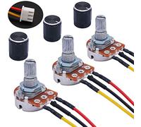 Taiss / 3 pièces 5K Ohm WH148 Potentiomètre type B Potentiomètre rotatif linéaire à 3 bornes avec câble de connexion XH2.54-3P + capuchon noir WH148-5k-HX + BKL