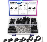Taiss 306PCS câble noir en nylon plastique type R 6 tailles 3/16'' 1/4'' 3/8'' 1/2'' 3/4'' 1 ' Kits de classification de câble de montage avec vis pour la gestion des fils