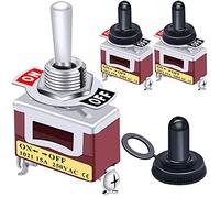 Taiss 3pièces Interrupteur à Bascule 2 positions 15A 250V AC SPST 2 BorneS Pin ON/OFF Interrupteur à bascule Métal + 3pièces Housse étanche 2 ans de garantie Ten-1021+MZ
