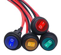 Taiss 4 pièces interrupteurs à bascule 12V 20A,étanche rond 2 positions marche/arrêt SPST 3 broches avec câble avec 4 couleurs de LED,pour voiture, bateau, appareils ménagers,KCD1-8-101NW-4C-X